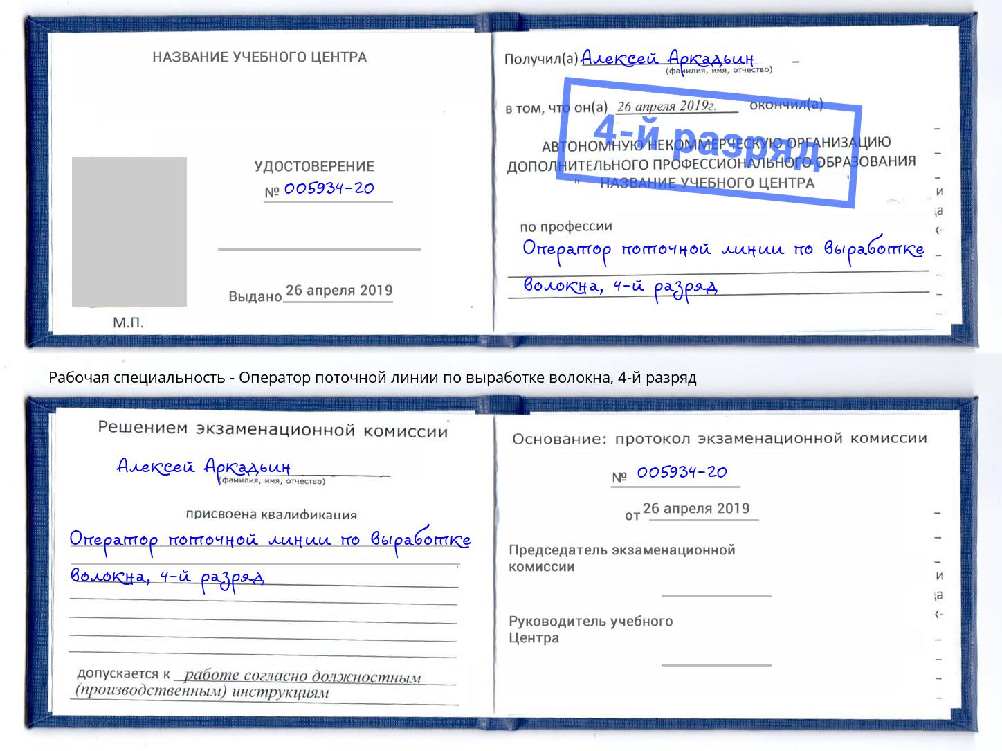 корочка 4-й разряд Оператор поточной линии по выработке волокна Усть-Илимск